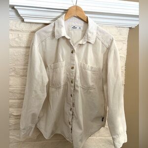HOLLISTER Cream Corduroy Button-Up Shirt 100% Cotton Cowgirl Sz Medium
